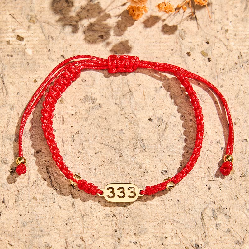 Buddha Stones Pulsera de conexión de hilo trenzado rojo y negro con números de ángel - image 10