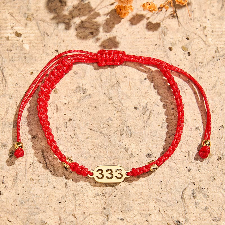 Buddha Stones Pulsera de conexión de hilo trenzado rojo y negro con números de ángel - image 10