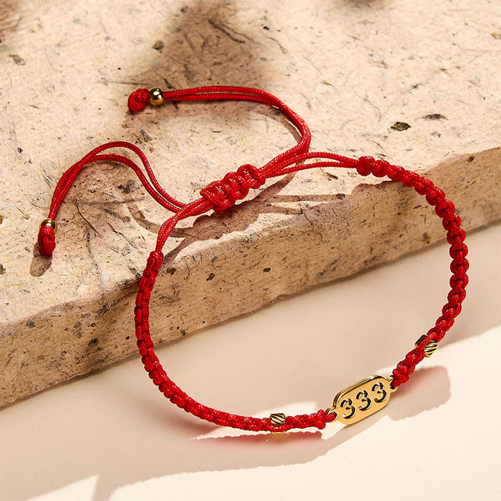 Buddha Stones Pulsera de conexión de hilo trenzado rojo y negro con números de ángel - image 11