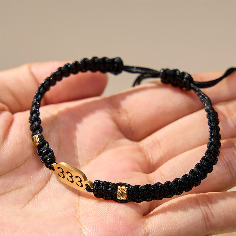 Buddha Stones Pulsera de conexión de hilo trenzado rojo y negro con números de ángel - image 17