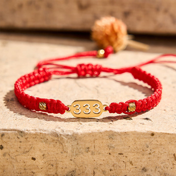 Buddha Stones Pulsera de conexión de hilo trenzado rojo y negro con números de ángel - image 9