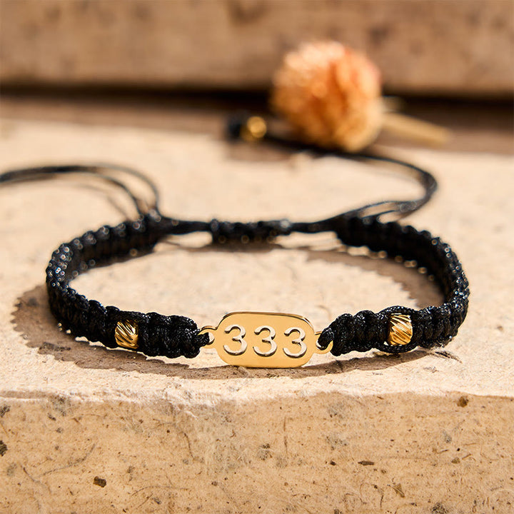 Buddha Stones Pulsera de conexión de hilo trenzado rojo y negro con números de ángel - image 14