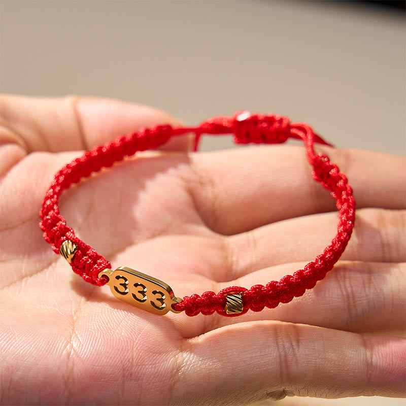 Buddha Stones Pulsera de conexión de hilo trenzado rojo y negro con números de ángel - image 12