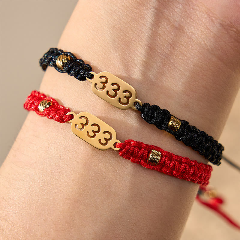 Buddha Stones Pulsera de conexión de hilo trenzado rojo y negro con números de ángel - image 20