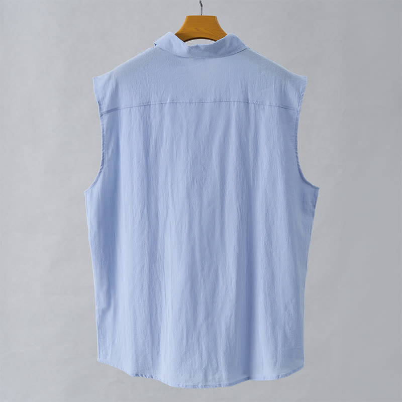 Buddha Stones Camisas sin mangas lisas de manga larga para hombre, estilo casual de verano y minimalistas. - image 20