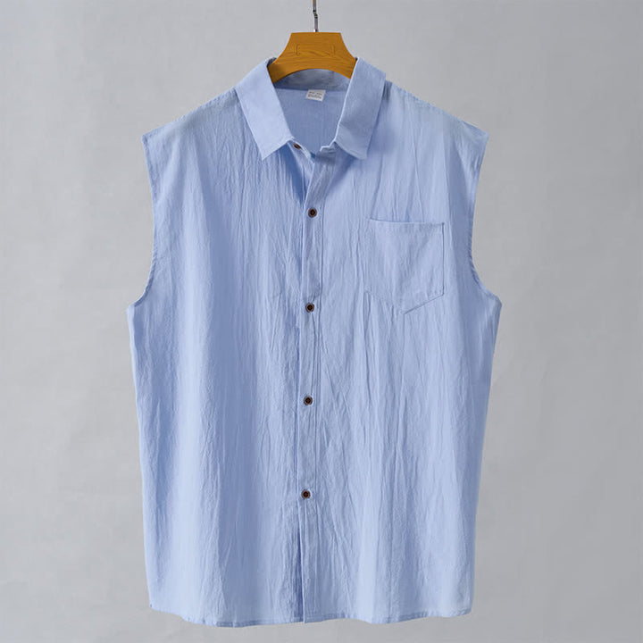 Buddha Stones Camisas sin mangas lisas de manga larga para hombre, estilo casual de verano y minimalistas. - Azul claro - US/UK/AU44，EU54 (3XL) - image 19
