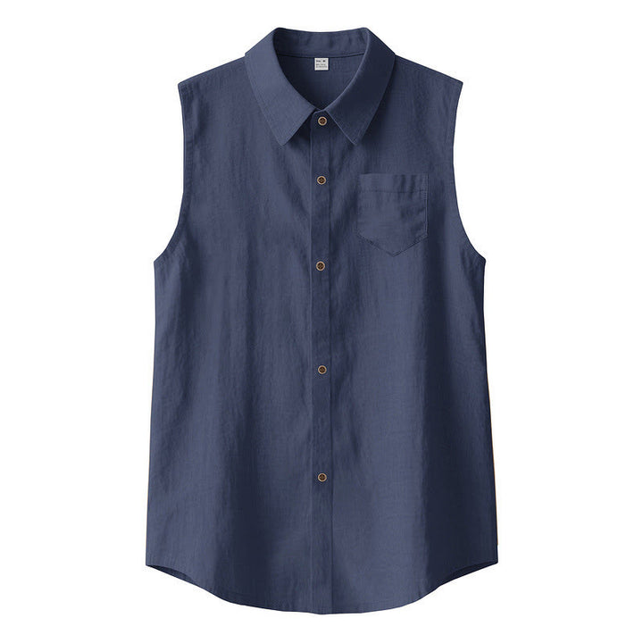 Buddha Stones Camisas sin mangas lisas de manga larga para hombre, estilo casual de verano y minimalistas. - Marina de guerra - US/UK/AU44，EU54 (3XL) - image 0