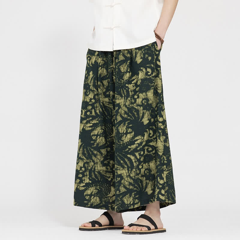 Buddha Stones Pantalones cortos de verano estilo boho casual con cordón ajustable y estampado abstracto para hombre, de pierna recta y con bolsillo. - image 2