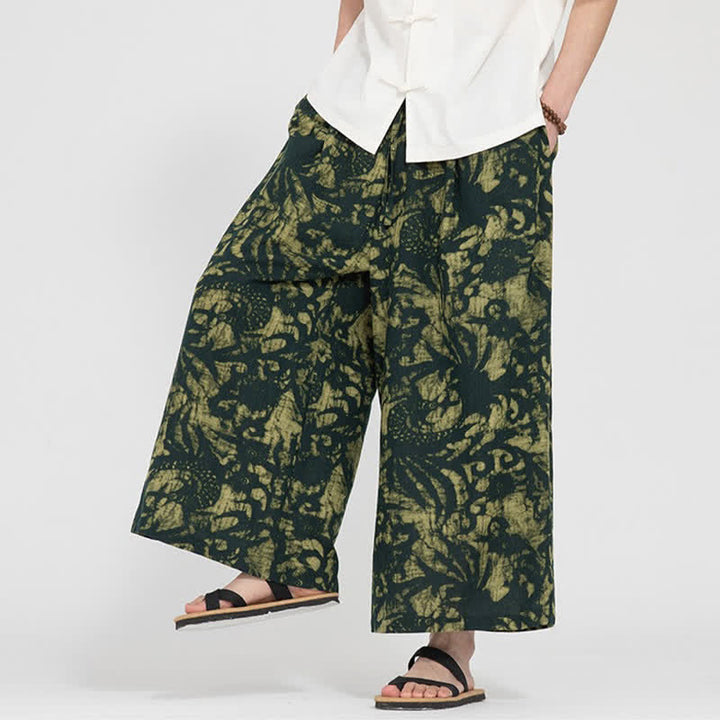 Buddha Stones Pantalones cortos de verano estilo boho casual con cordón ajustable y estampado abstracto para hombre, de pierna recta y con bolsillo. - image 3