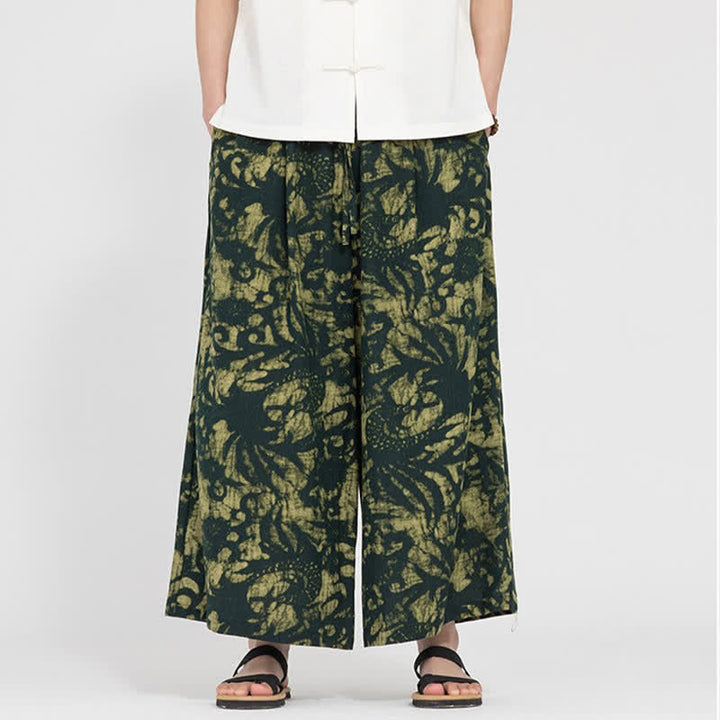 Buddha Stones Pantalones cortos de verano estilo boho casual con cordón ajustable y estampado abstracto para hombre, de pierna recta y con bolsillo. - image 1