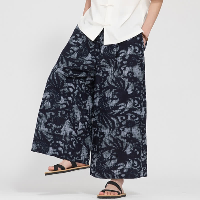Buddha Stones Pantalones cortos de verano estilo boho casual con cordón ajustable y estampado abstracto para hombre, de pierna recta y con bolsillo. - image 9