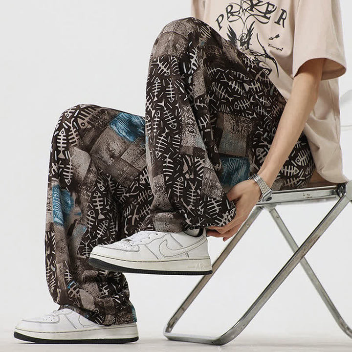 Buddha Stones Pantalones largos de manga larga estilo boho casual con cordón ajustable y diseño abstracto para hombre, ideales para primavera y verano. - image 4