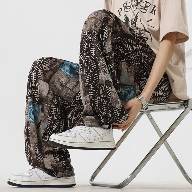 Buddha Stones Pantalones largos de manga larga estilo boho casual con cordón ajustable y diseño abstracto para hombre, ideales para primavera y verano. - image 4
