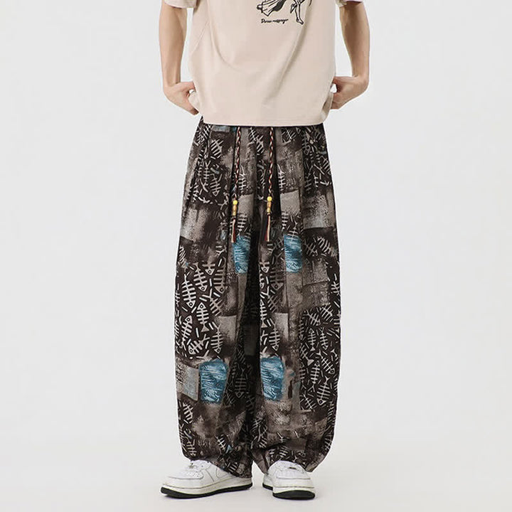 Buddha Stones Pantalones largos de manga larga estilo boho casual con cordón ajustable y diseño abstracto para hombre, ideales para primavera y verano. - image 3