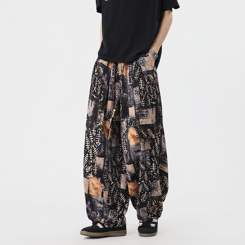 Buddha Stones Pantalones largos de manga larga estilo boho casual con cordón ajustable y diseño abstracto para hombre, ideales para primavera y verano. - Marrón silla de montar - US/UK/AU46, EU56 (5XL) - image 6