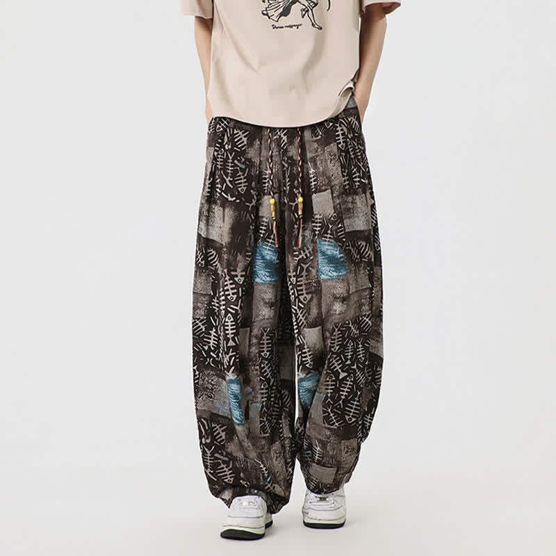 Buddha Stones Pantalones largos de manga larga estilo boho casual con cordón ajustable y diseño abstracto para hombre, ideales para primavera y verano. - image 1