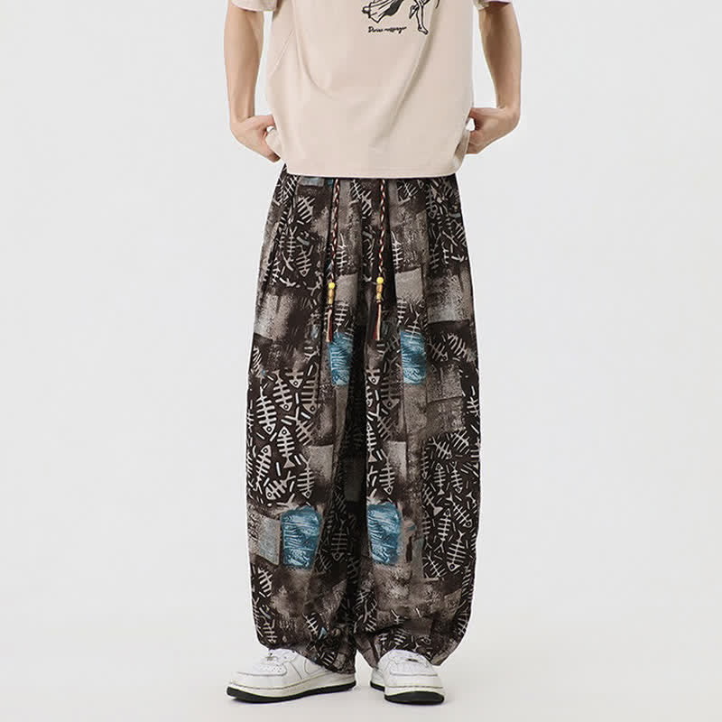 Buddha Stones Pantalones largos de manga larga estilo boho casual con cordón ajustable y diseño abstracto para hombre, ideales para primavera y verano. - image 3