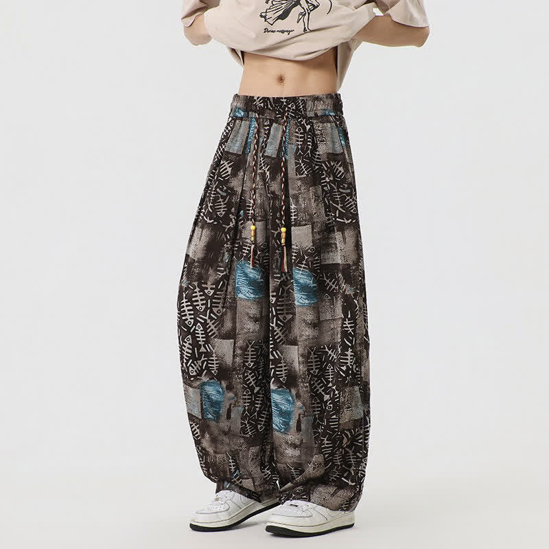 Buddha Stones Pantalones largos de manga larga estilo boho casual con cordón ajustable y diseño abstracto para hombre, ideales para primavera y verano. - Azul - US/UK/AU46, EU56 (5XL) - image 0
