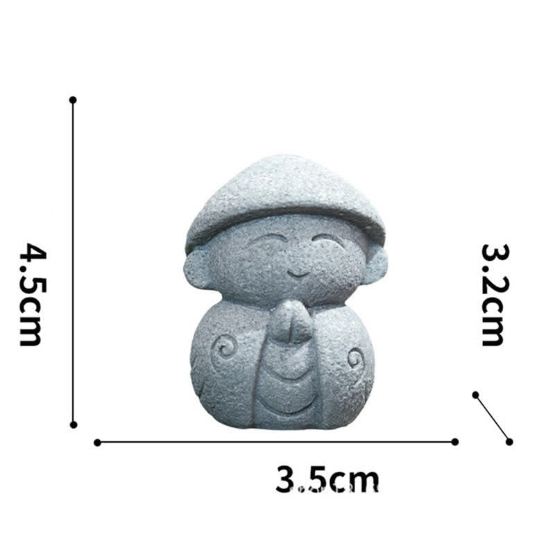Buddha Stones Estatua de resina con pequeña oración del Buda Ksitigarbha, símbolo de compasión y meditación. - Con capucha 4,5*3,5*3,2 cm - image 1