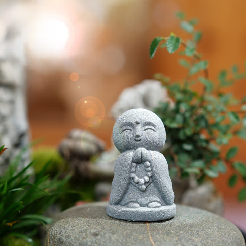 Buddha Stones Estatua de resina con pequeña oración del Buda Ksitigarbha, símbolo de compasión y meditación. - image 11