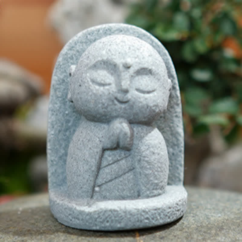 Buddha Stones Estatua de resina con pequeña oración del Buda Ksitigarbha, símbolo de compasión y meditación. - image 13
