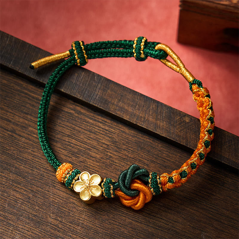 Buddha Stones Pulsera de confianza con cuerda trenzada de mandala - Verde oscuro - Con accesorio de flores - image 16