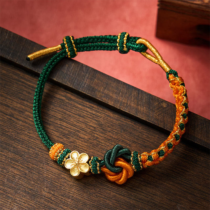 Buddha Stones Pulsera de confianza con cuerda trenzada de mandala - Verde oscuro - Con accesorio de flores - image 16