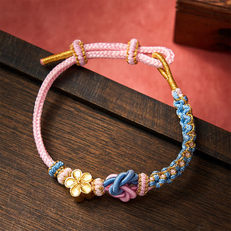 Buddha Stones Pulsera de confianza con cuerda trenzada de mandala - Rosa - Con accesorio de flores - image 26