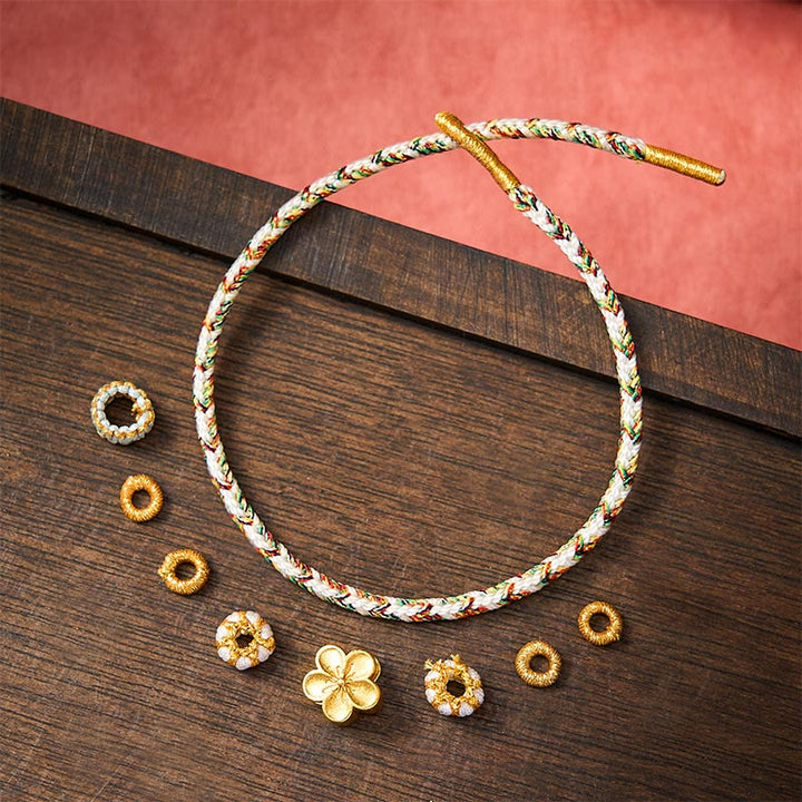 Buddha Stones Pulsera con diseño floral de cuerda trenzada blanca - image 8