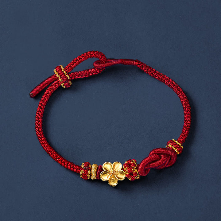 Buddha Stones Pulsera ajustable con nudo de cuerda trenzada y flores - image 4