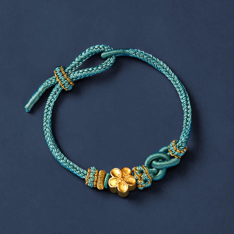 Buddha Stones Pulsera ajustable con nudo de cuerda trenzada y flores - image 17