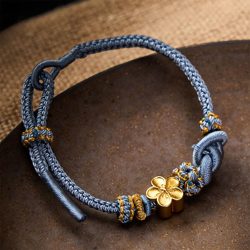 Buddha Stones Pulsera ajustable con nudo de cuerda trenzada y flores - image 22