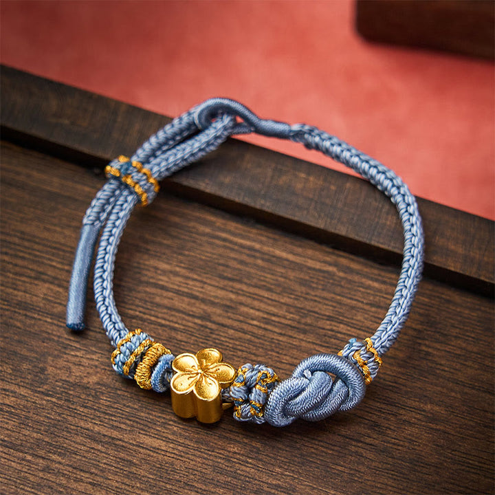 Buddha Stones Pulsera ajustable con nudo de cuerda trenzada y flores - image 21