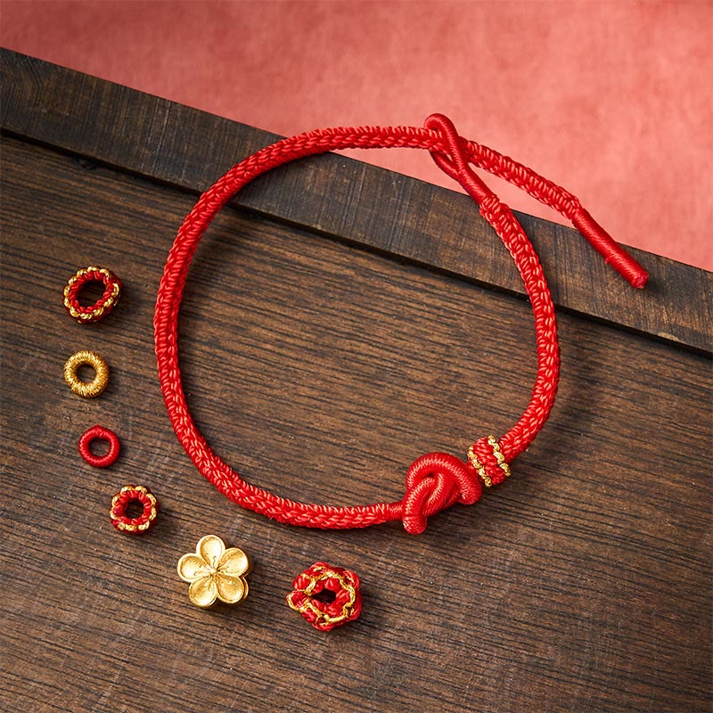 Buddha Stones Pulsera ajustable con nudo de cuerda trenzada y flores - image 10