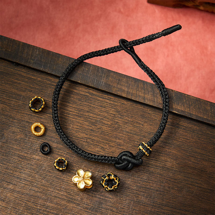 Buddha Stones Pulsera ajustable con nudo de cuerda trenzada y flores - image 13
