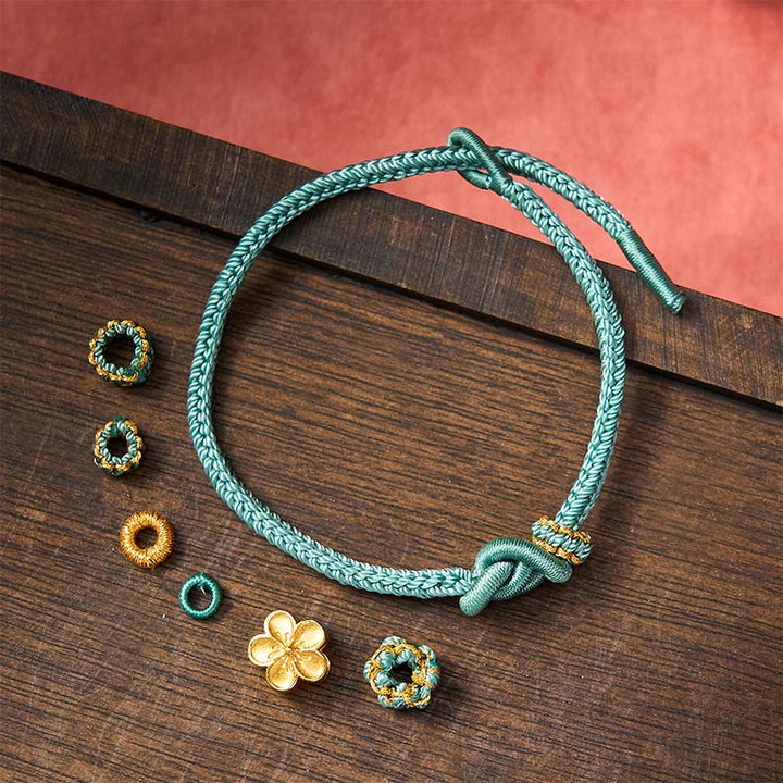 Buddha Stones Pulsera ajustable con nudo de cuerda trenzada y flores - image 18