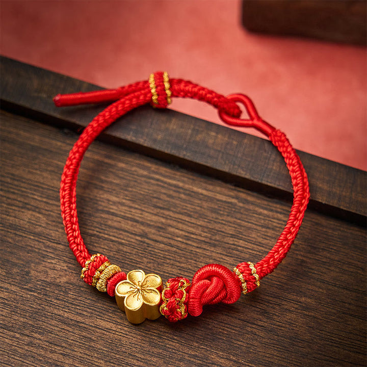 Buddha Stones Pulsera ajustable con nudo de cuerda trenzada y flores - image 8