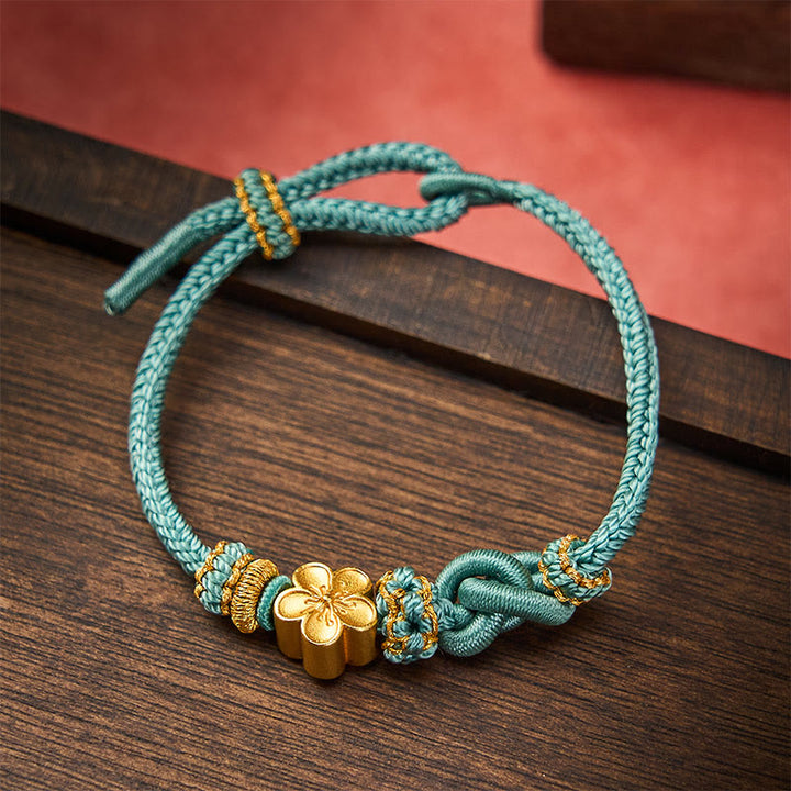 Buddha Stones Pulsera ajustable con nudo de cuerda trenzada y flores - image 15