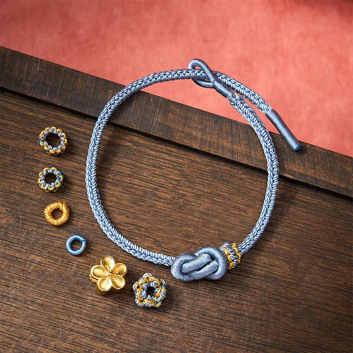 Buddha Stones Pulsera ajustable con nudo de cuerda trenzada y flores - image 24