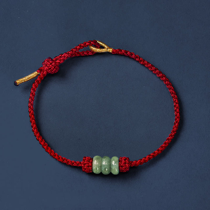 Buddha Stones Pulsera ajustable de protección hecha a mano con hilo rojo trenzado y cuentas de jade de 3 mm. - image 3