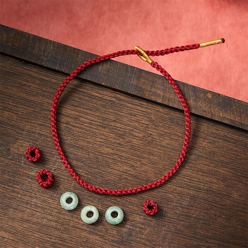 Buddha Stones Pulsera ajustable de protección hecha a mano con hilo rojo trenzado y cuentas de jade de 3 mm. - image 4
