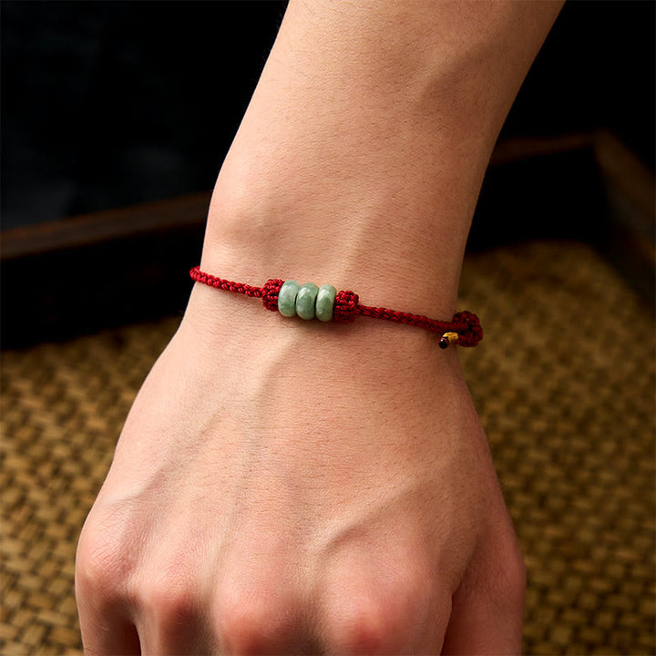 Buddha Stones Pulsera ajustable de protección hecha a mano con hilo rojo trenzado y cuentas de jade de 3 mm. - image 6