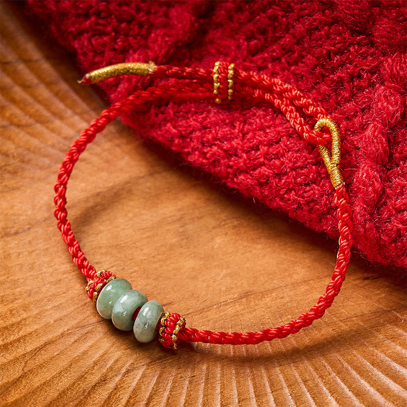 Buddha Stones Pulsera ajustable de protección hecha a mano con hilo rojo trenzado y cuentas de jade de 3 mm. - image 12