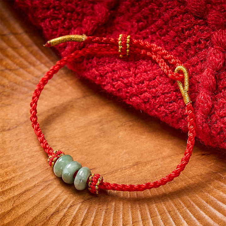 Buddha Stones Pulsera ajustable de protección hecha a mano con hilo rojo trenzado y cuentas de jade de 3 mm. - image 12