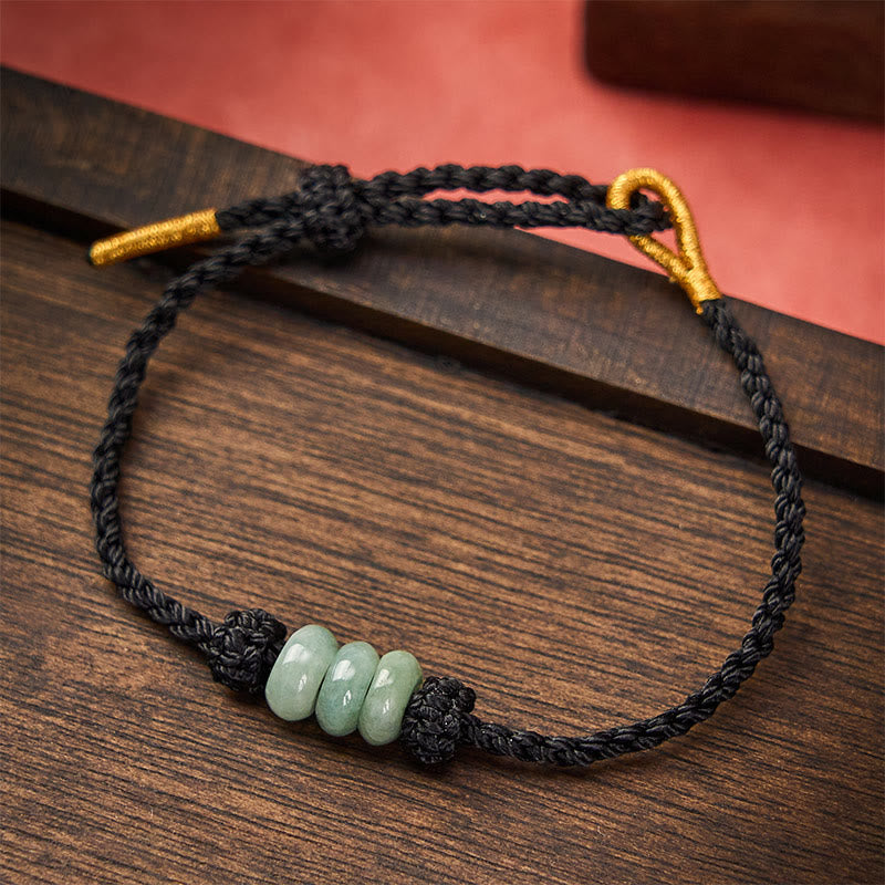 Buddha Stones Pulsera ajustable de protección hecha a mano con hilo rojo trenzado y cuentas de jade de 3 mm. - Negro (circunferencia de la muñeca: 15-20 cm) - image 17