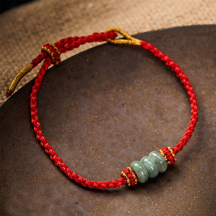 Buddha Stones Pulsera ajustable de protección hecha a mano con hilo rojo trenzado y cuentas de jade de 3 mm. - image 11