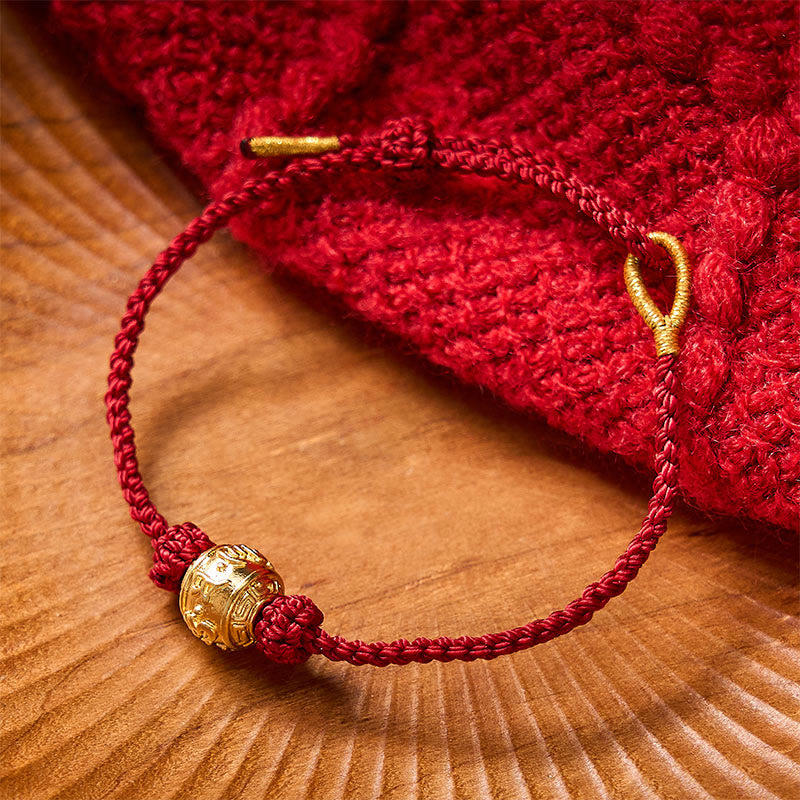 Buddha Stones Pulsera ajustable DIY tejida a mano con hilo rojo, símbolo de fuerza Om Mani Padme Hum - image 2