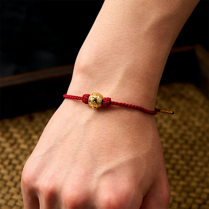 Buddha Stones Pulsera ajustable DIY tejida a mano con hilo rojo, símbolo de fuerza Om Mani Padme Hum - image 4