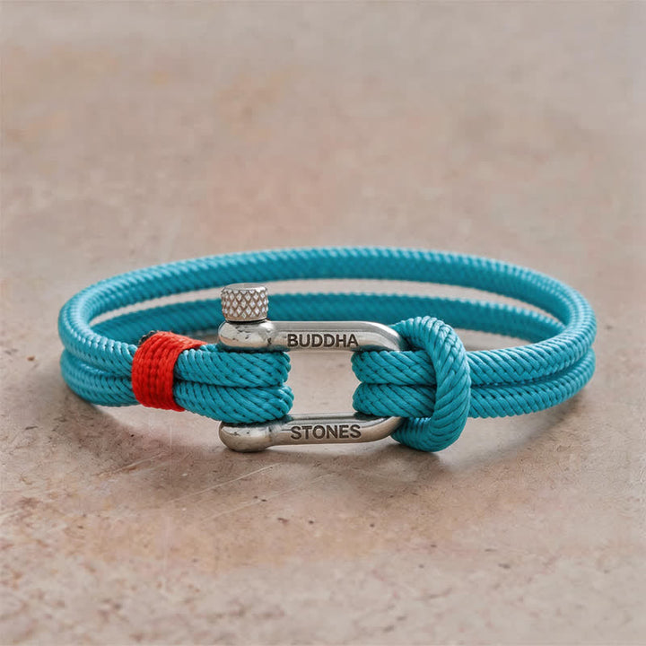 Buddha Stones Pulsera de estimulación con grillete de acero de titanio - Cuerda azul claro con hebilla plateada - Circunferencia de la muñeca: 7,9–8,2 pulgadas (20–21 cm) - image 18