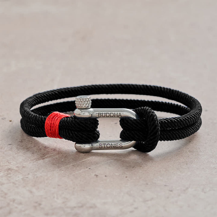 Buddha Stones Pulsera de estimulación con grillete de acero de titanio - Cuerda negra con hebilla plateada - Circunferencia de la muñeca: 7,9–8,2 pulgadas (20–21 cm) - image 7